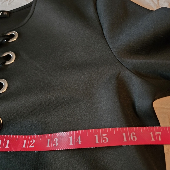 Sheilay Black Lace-Up Grommet Front Long Sleeve Mini Dress Women’s M Whimsigoth - Picture 9 of 12